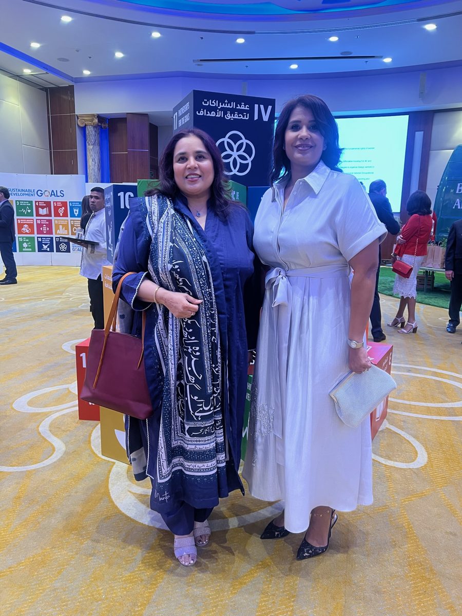 Shahmeen Islam with a guest at a Sustainable Development Goals event