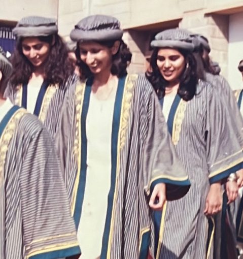 Graduates in striped gowns at the Indus Valley School of Art and Architecture