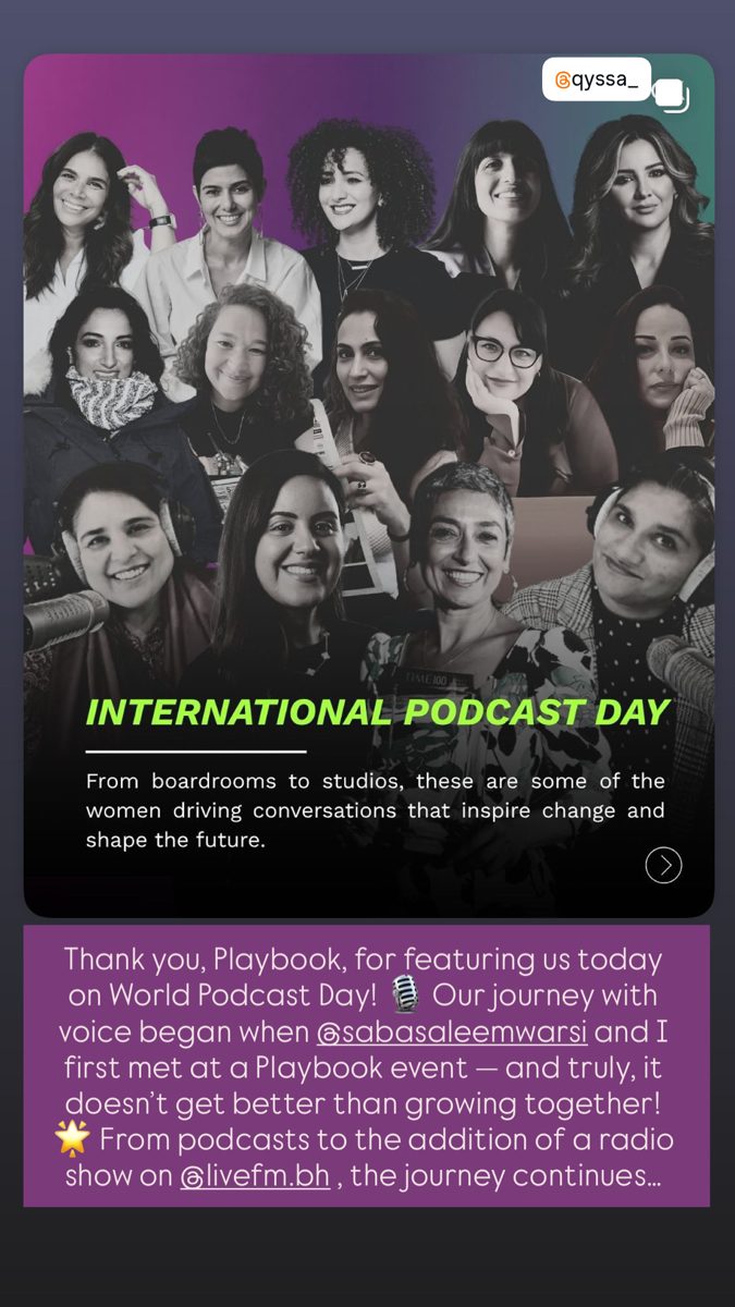 Playbook story featuring Qyssa on International Podcast Day